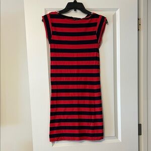 French Connection Red and Navy Striped Dress